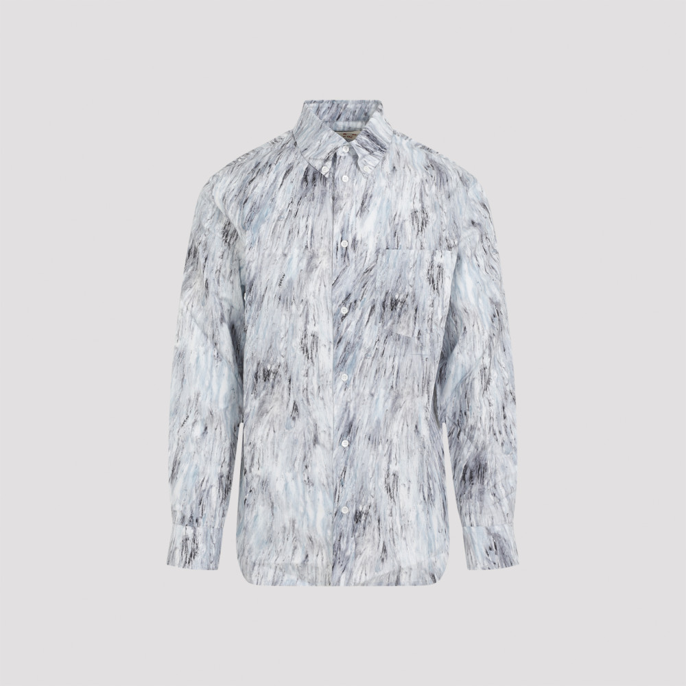 Shop Marni Sky Blue Printed Shirt