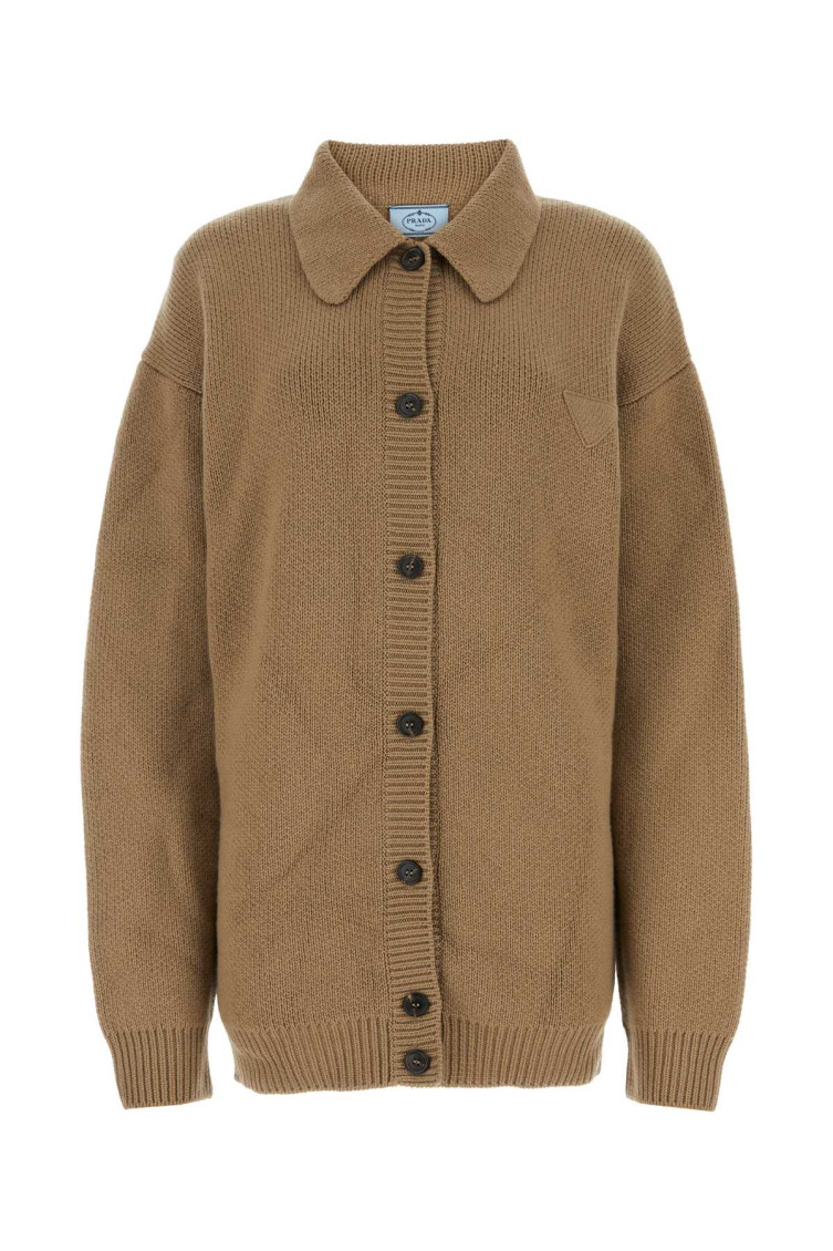 Prada Cardigan In Cashmere Biscotto  Donna In Light Brown