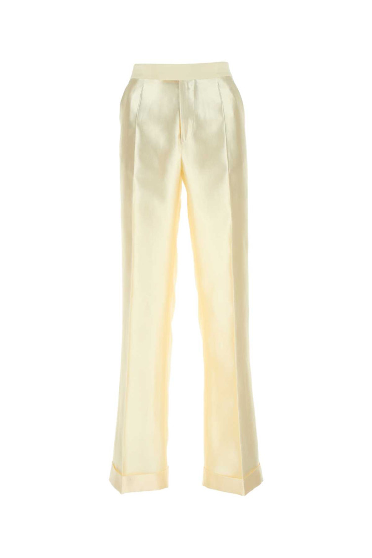 Maison Margiela Mohair & Silk High Rise Straight Pants In White