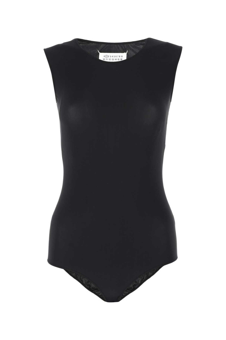 Maison Margiela Crewneck Sleeveless Bodysuit In Black