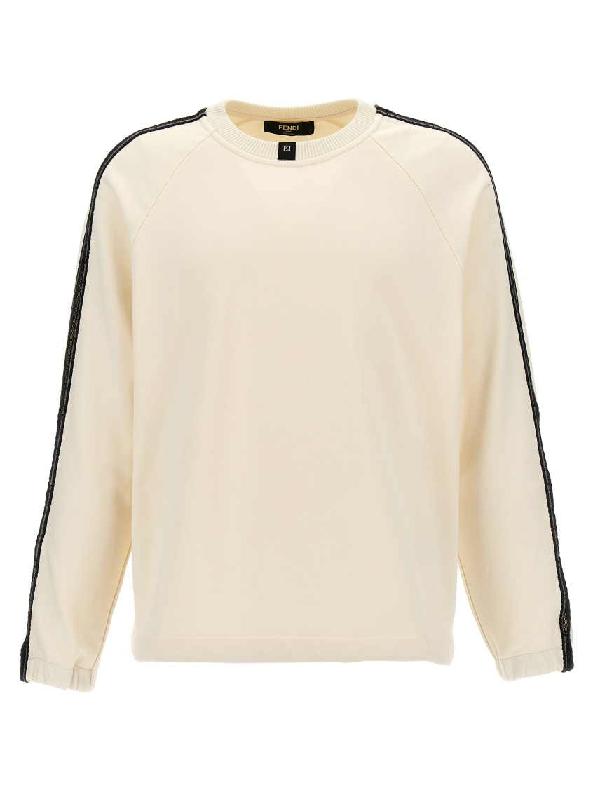 Shop Fendi Off White Crewneck Sweatshirt