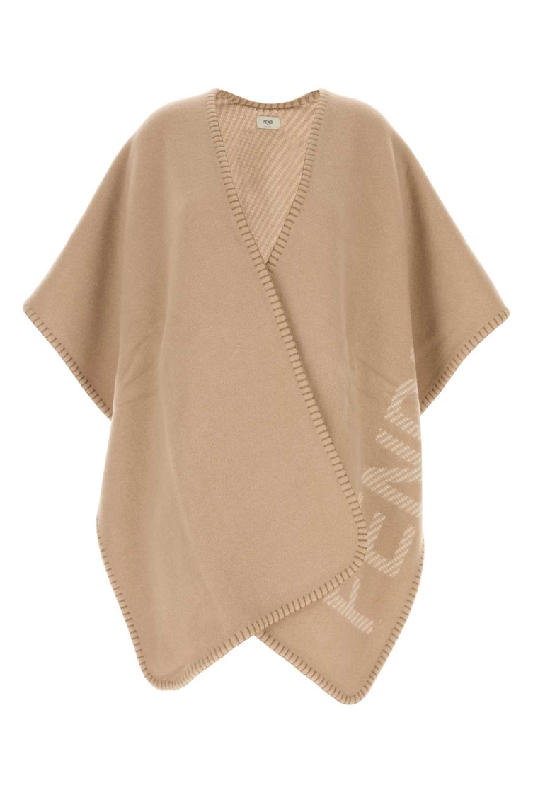 Fendi Beige Wool And Cashmere Poncho In Beige