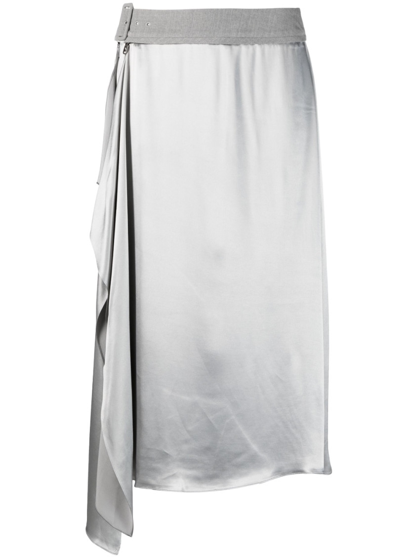 Fendi Asymmetrical Grey Skirt With Draped Detail In Grey