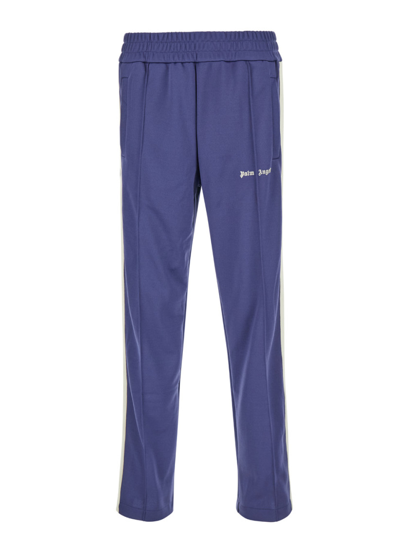 PALM ANGELS BLUE EMBROIDERED LOGO PANT 