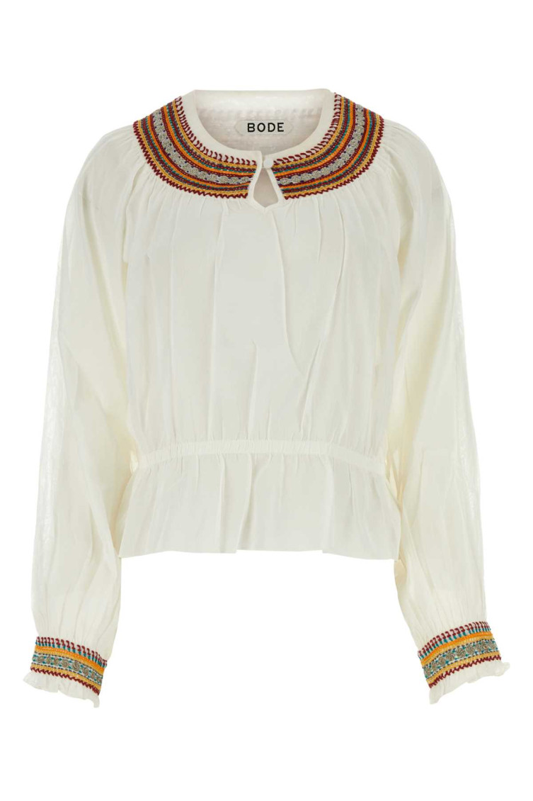Shop Bode White Crewneck Blouse Top