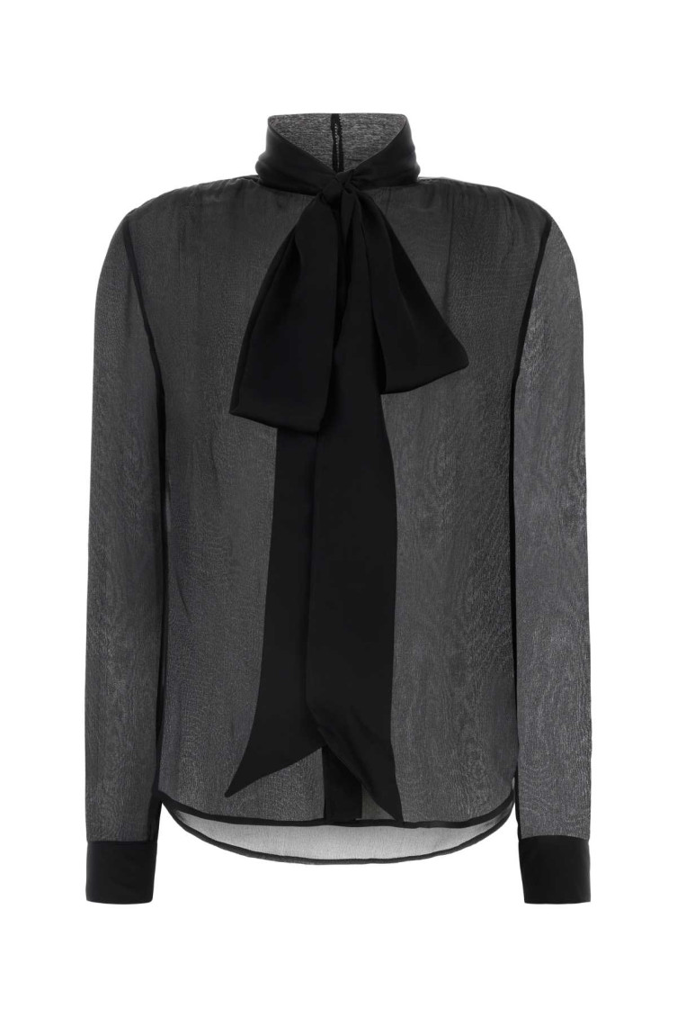 Saint Laurent Silk Shirt In Black