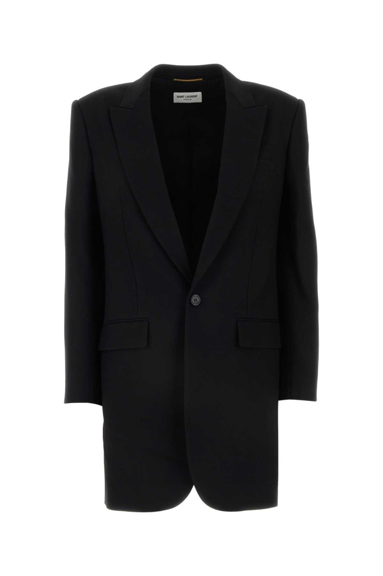 Saint Laurent Black Single Breasted Blazer In Black