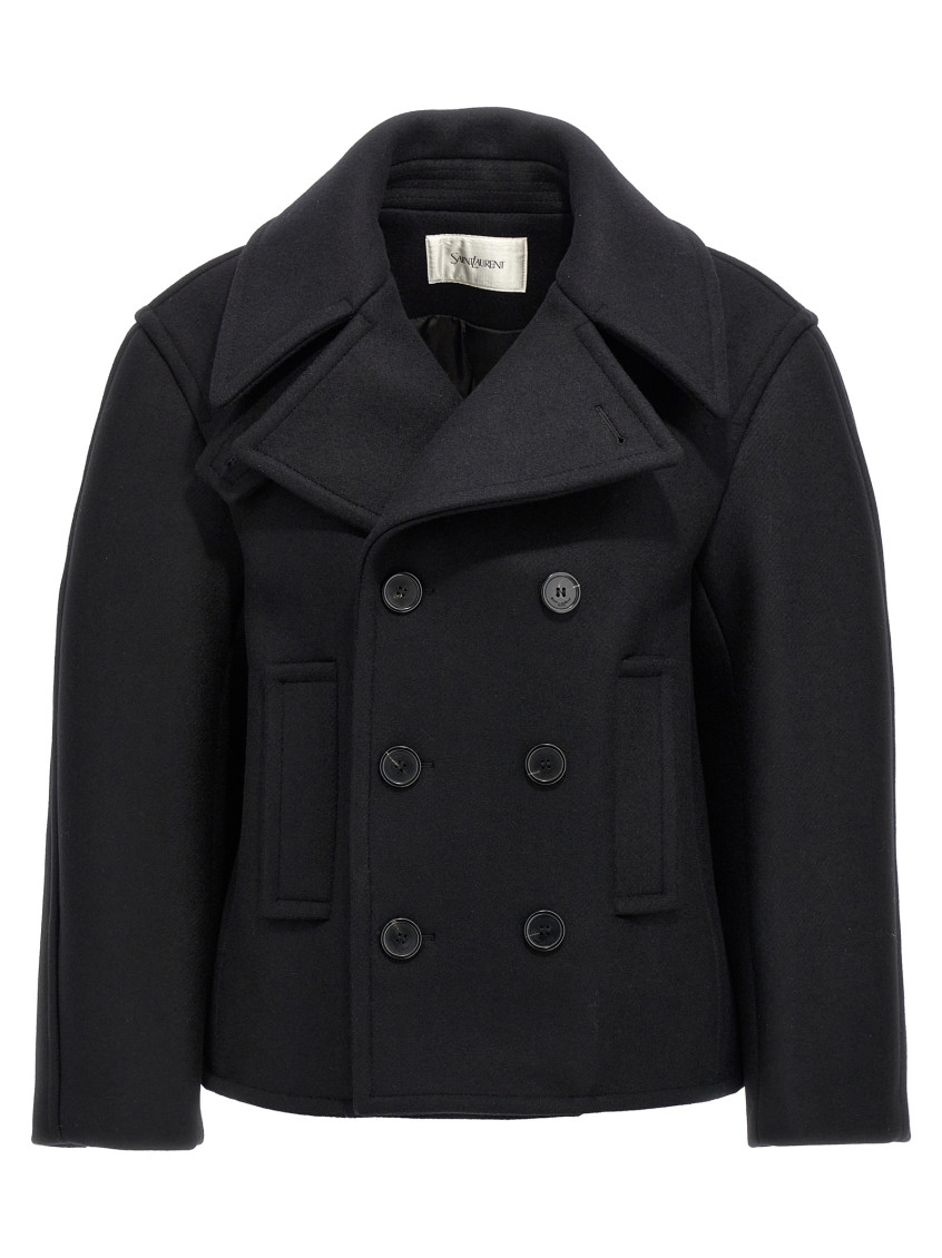 Saint Laurent Oversize Pea Coat In Black