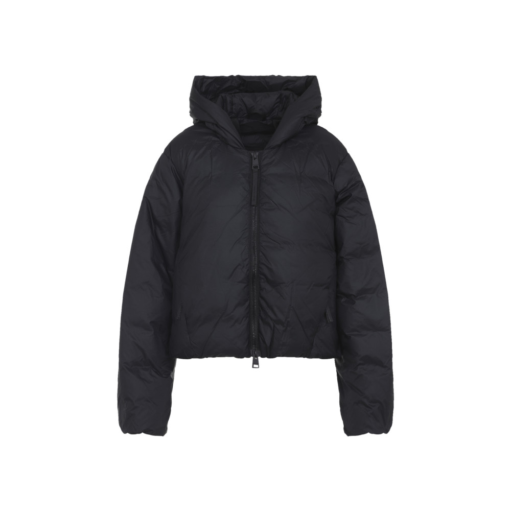 Canada Goose Cropped Black Polyamide Jacket With Quilted Design In Black