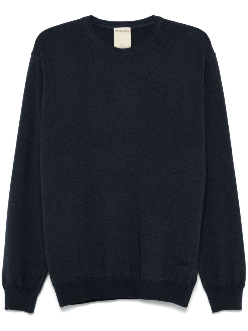 Woolrich Navy Blue Wool Sweater In Multi