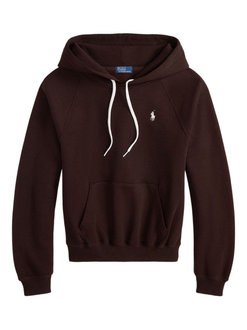 Ralph Lauren Brown Logo Drawstring Hoodie In Brown