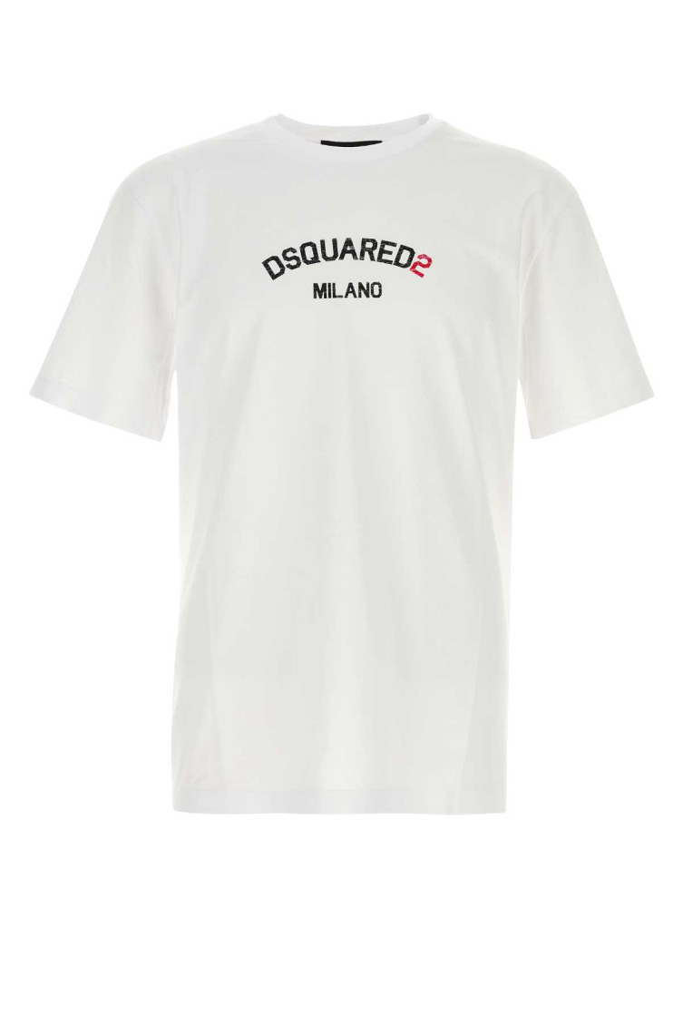 Dsquared2 Short Sleeve Crew Neck Cotton T-shirt In Multi