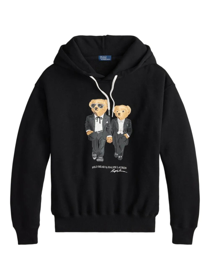 Ralph Lauren Black Graphic Print Hoodie In Black