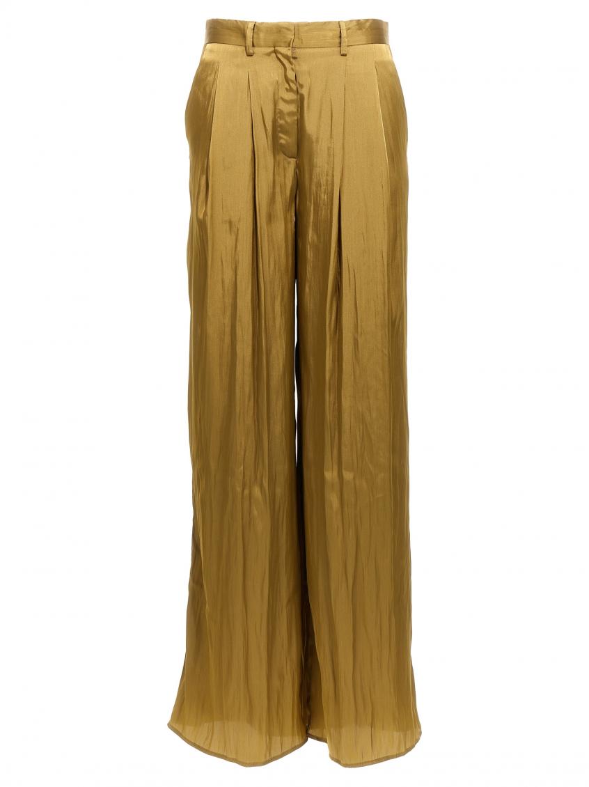 Nude Light Green Satin Pants In Light Green