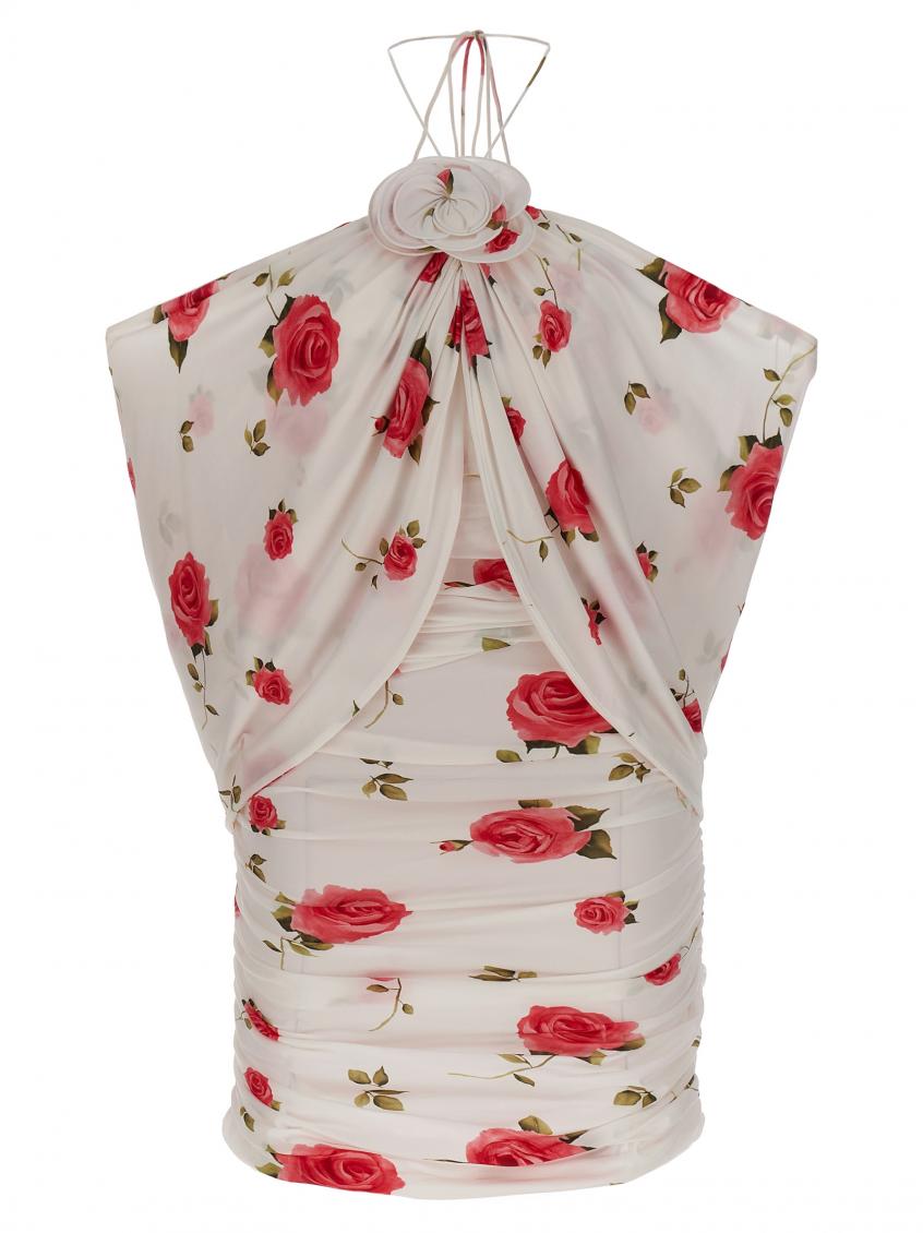 Magda Butrym White Cream Printed Dress In Multicolor