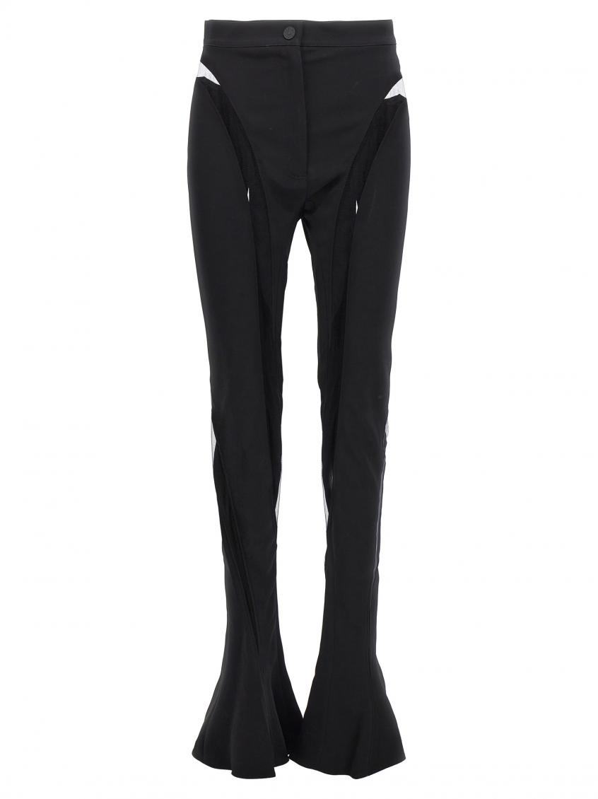 Mugler Leggings With Transparent Panels In Black