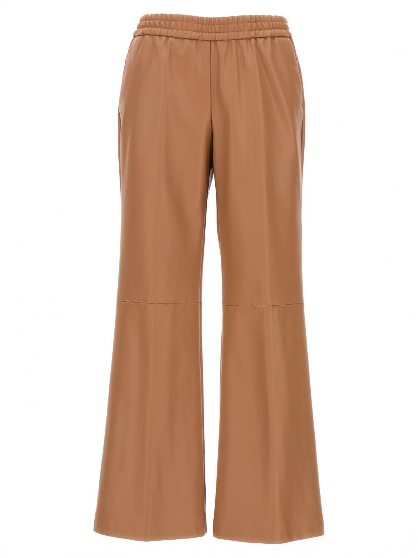 Nude Beige Eco Leather Pants In Beige