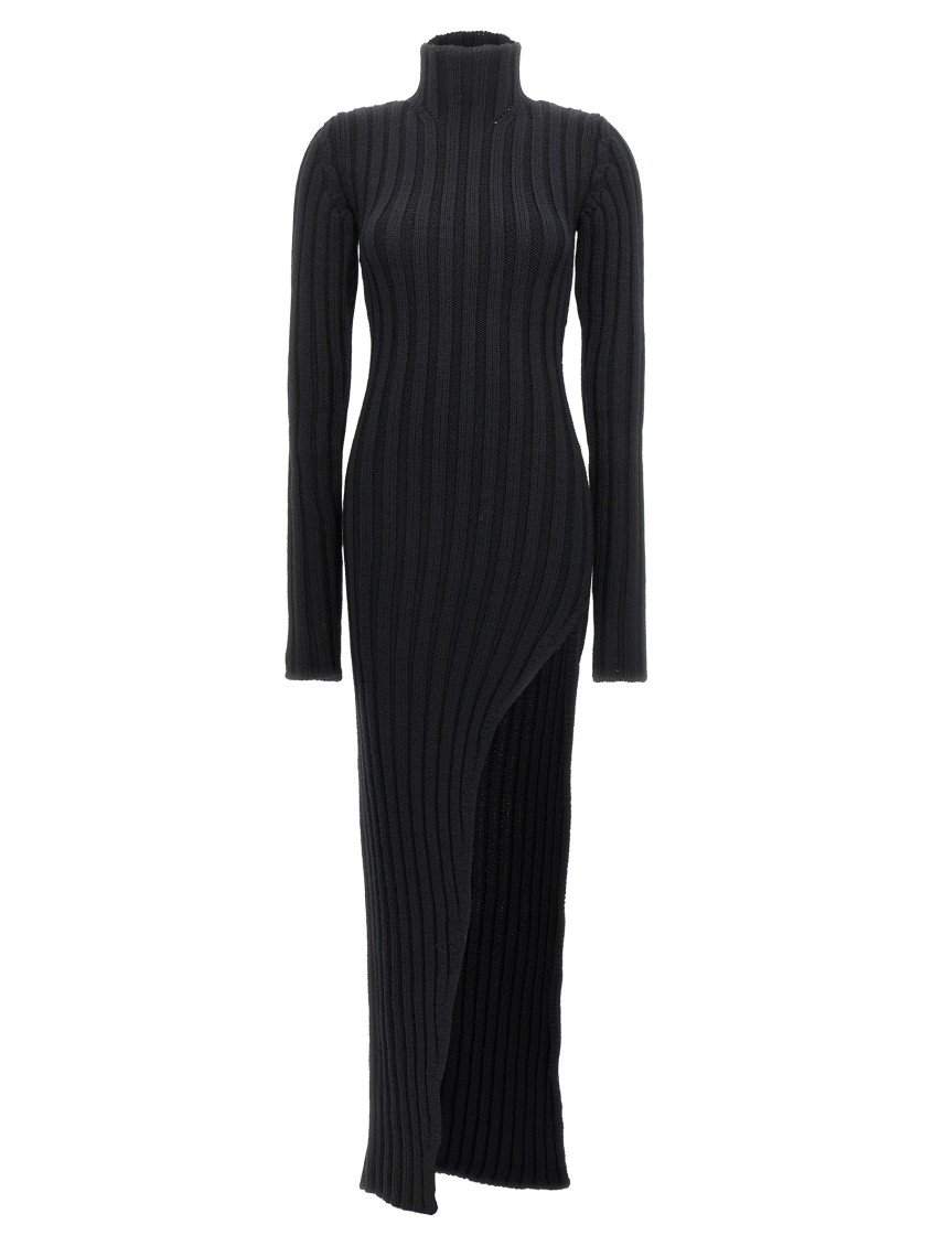 Ann Demeulemeester Cyntia Long Asymmetric High Neck Sweater In Black