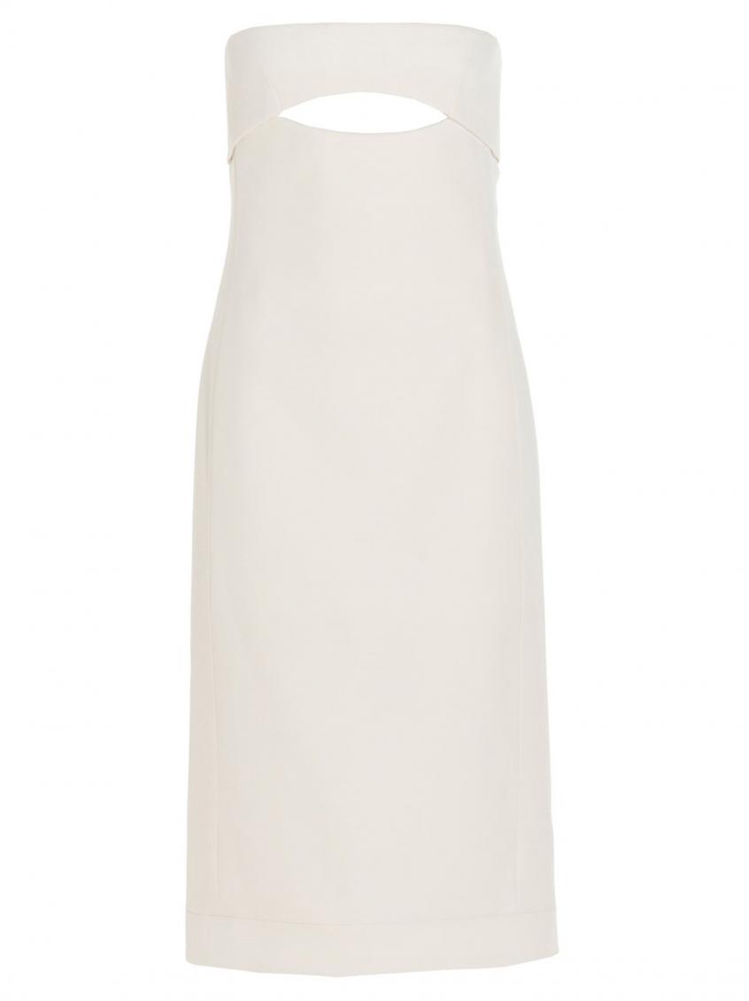 スカート SAINT LAURENT Cut-out midi dress White Saint Laurent White Strapless Cut-Out Midi Dress Size 36