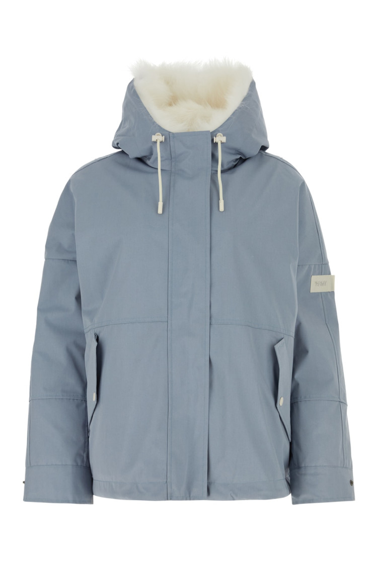 Yves Salomon Blue Logo-appliqu Jacket In Light Blue