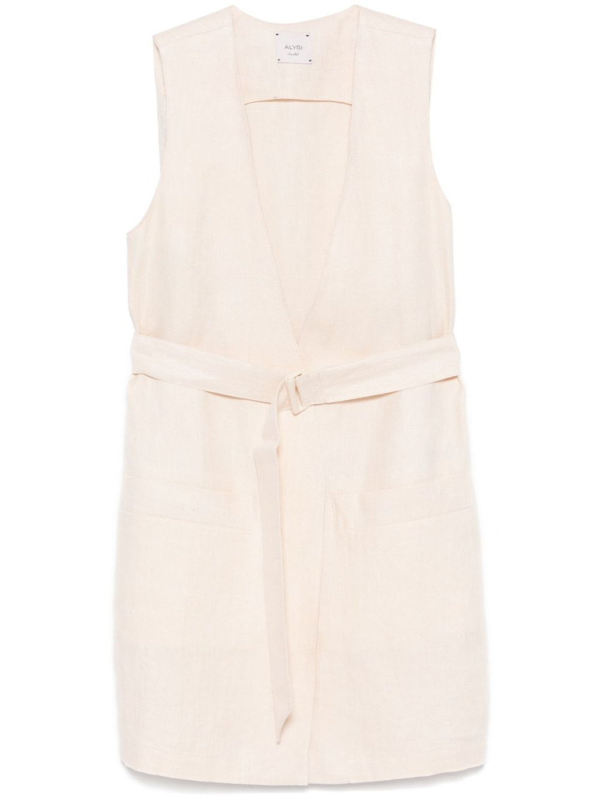 Alysi Linen Vest In Beige