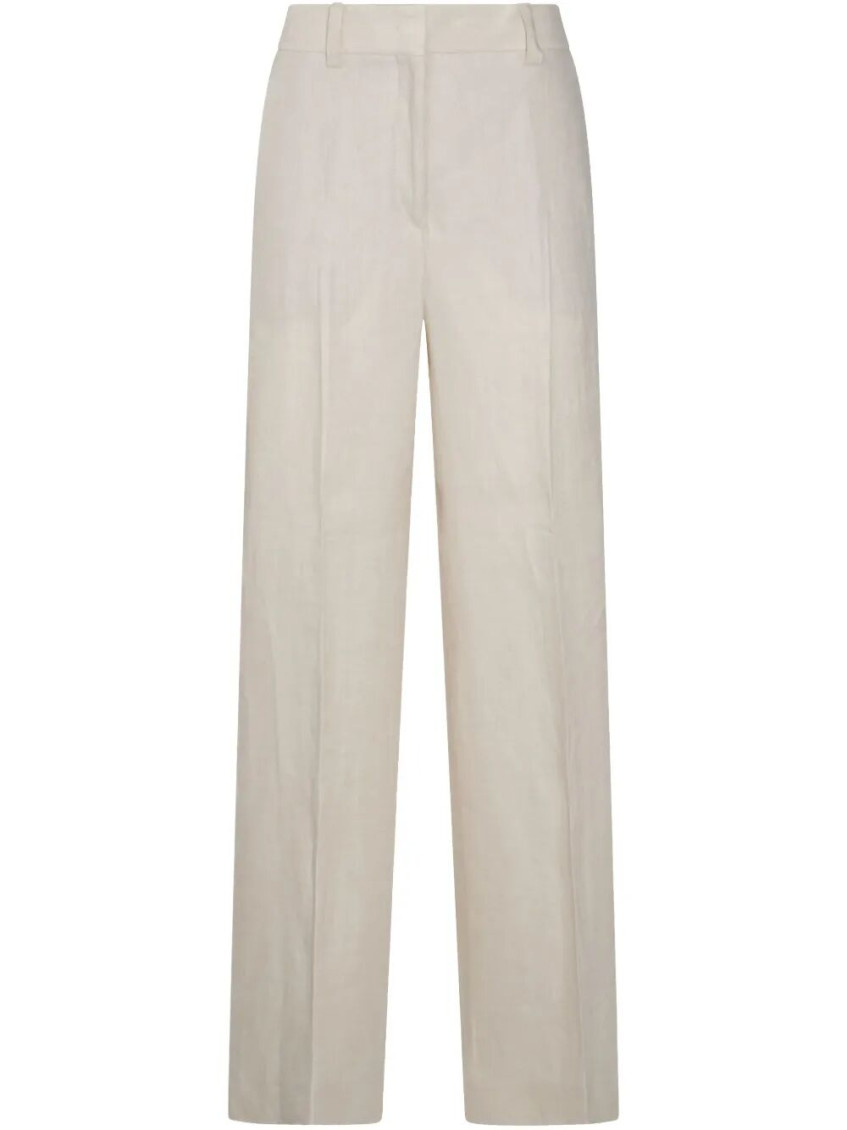 Incotex Trousers Linen Wide Leg In Beige