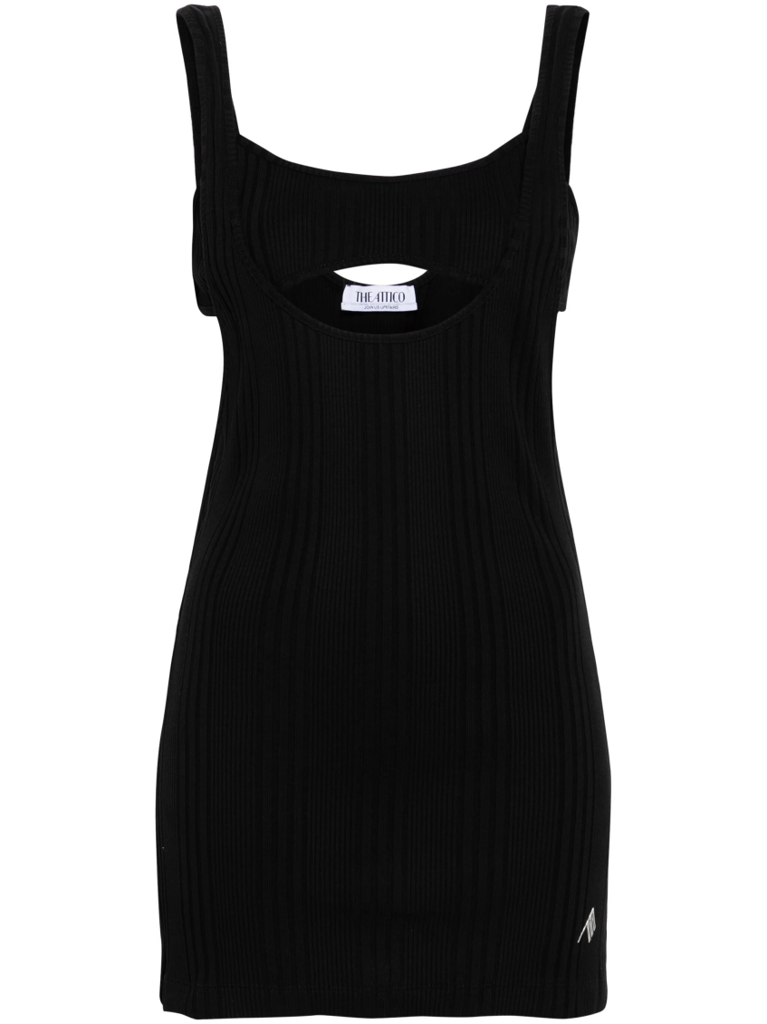 Attico Ribbed V-neck Layered Tank Top In Black