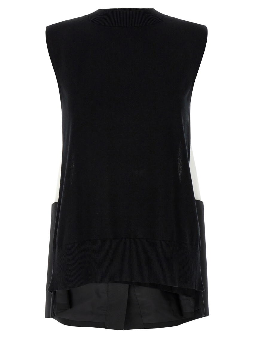 Sacai Blackwhite Patchwork Vest In Blackwhite