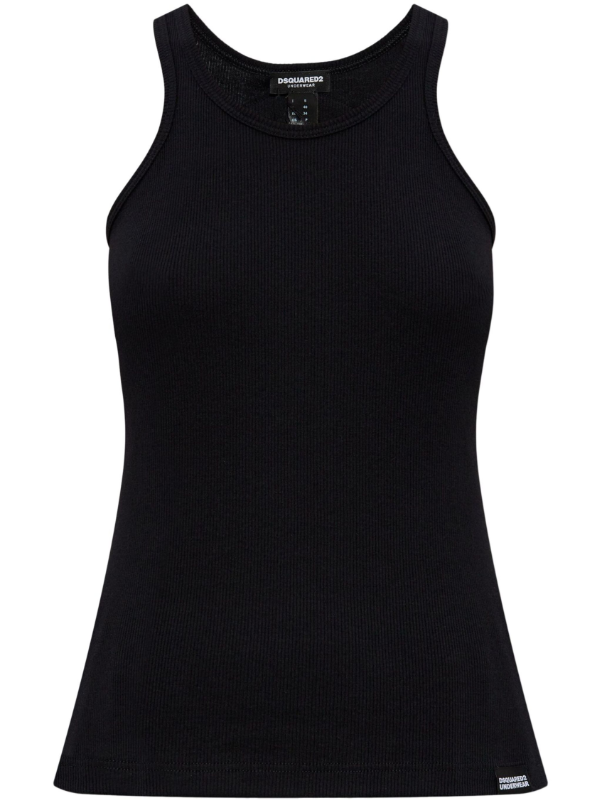 Dsquared2 Sleeveless Cotton Top In Black