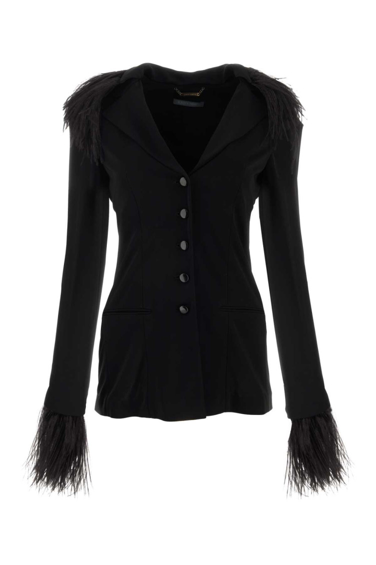 Alberta Ferretti Alberta Ferreti Black Crepe Blazer In Black