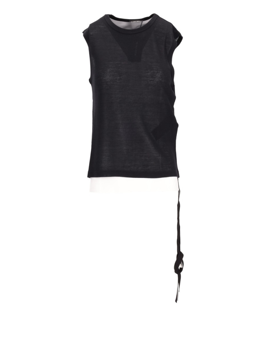 Ann Demeulemeester Biba Sleeveless Top Viscose Cotton Rib In Black