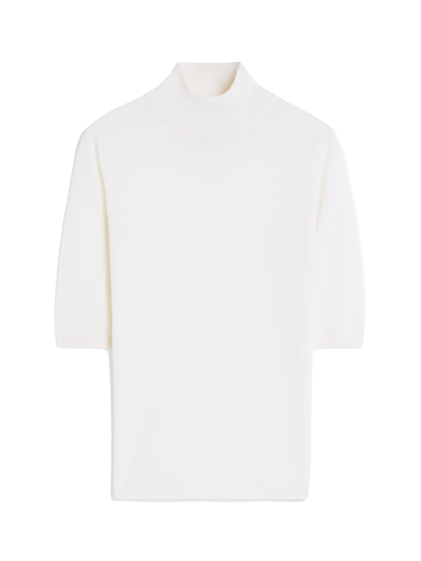 Max Mara Cecina Wool High-neck Top In White