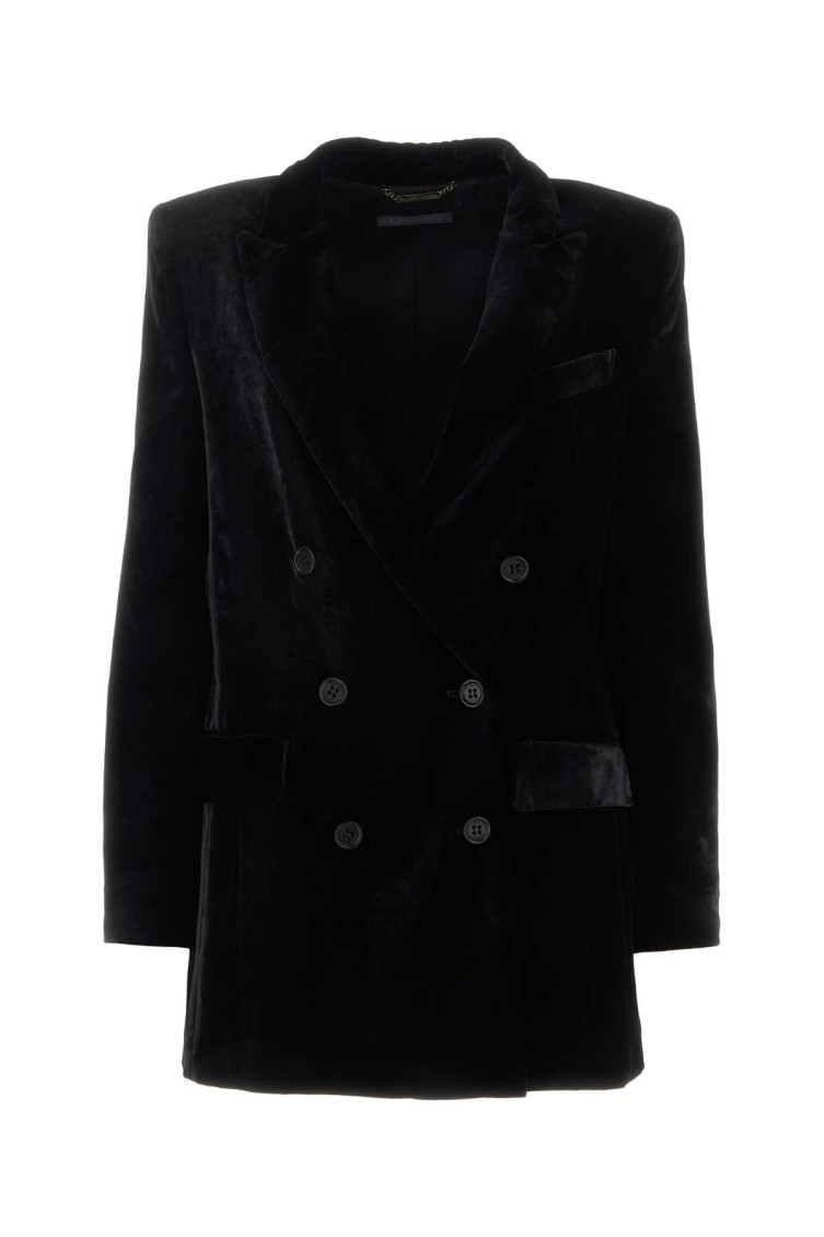 Alberta Ferretti Peak Lapel Velvet Blazer In Black
