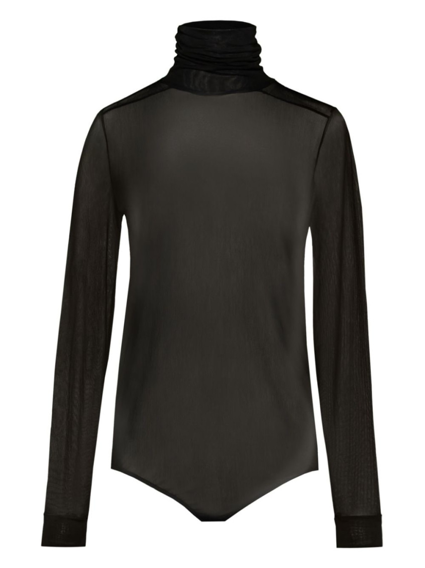 Maison Margiela Four-stitch Sheer Bodysuit In Black