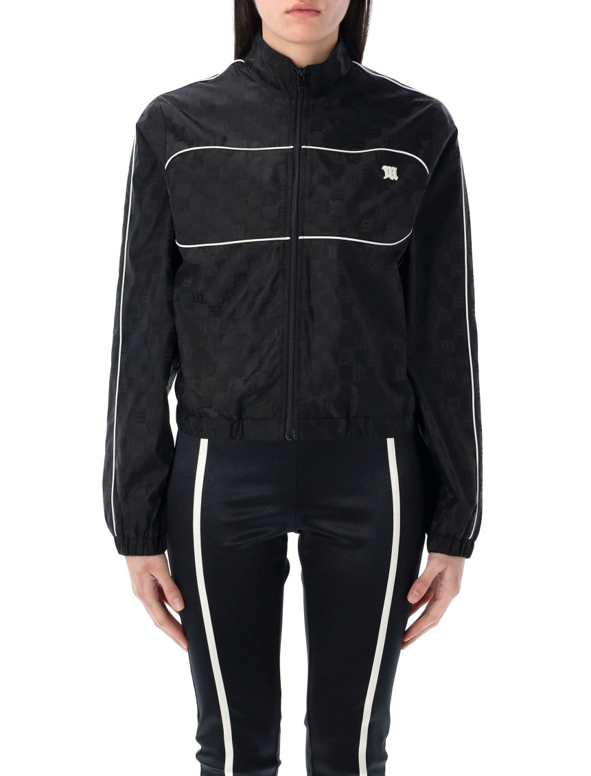 Misbhv Black Monogram Nylon Windbreaker Jacket In Black
