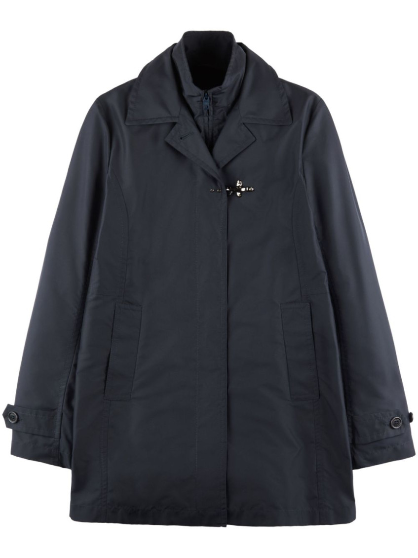 Fay Blue Jacket With Classic Collar And Tailored Fit In Blue