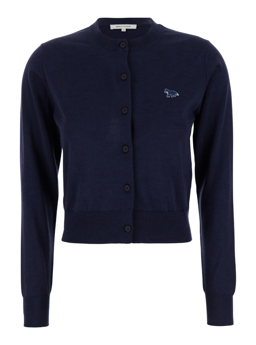 Shop Maison Kitsuné Navy Blue Baby Fox Cardigan