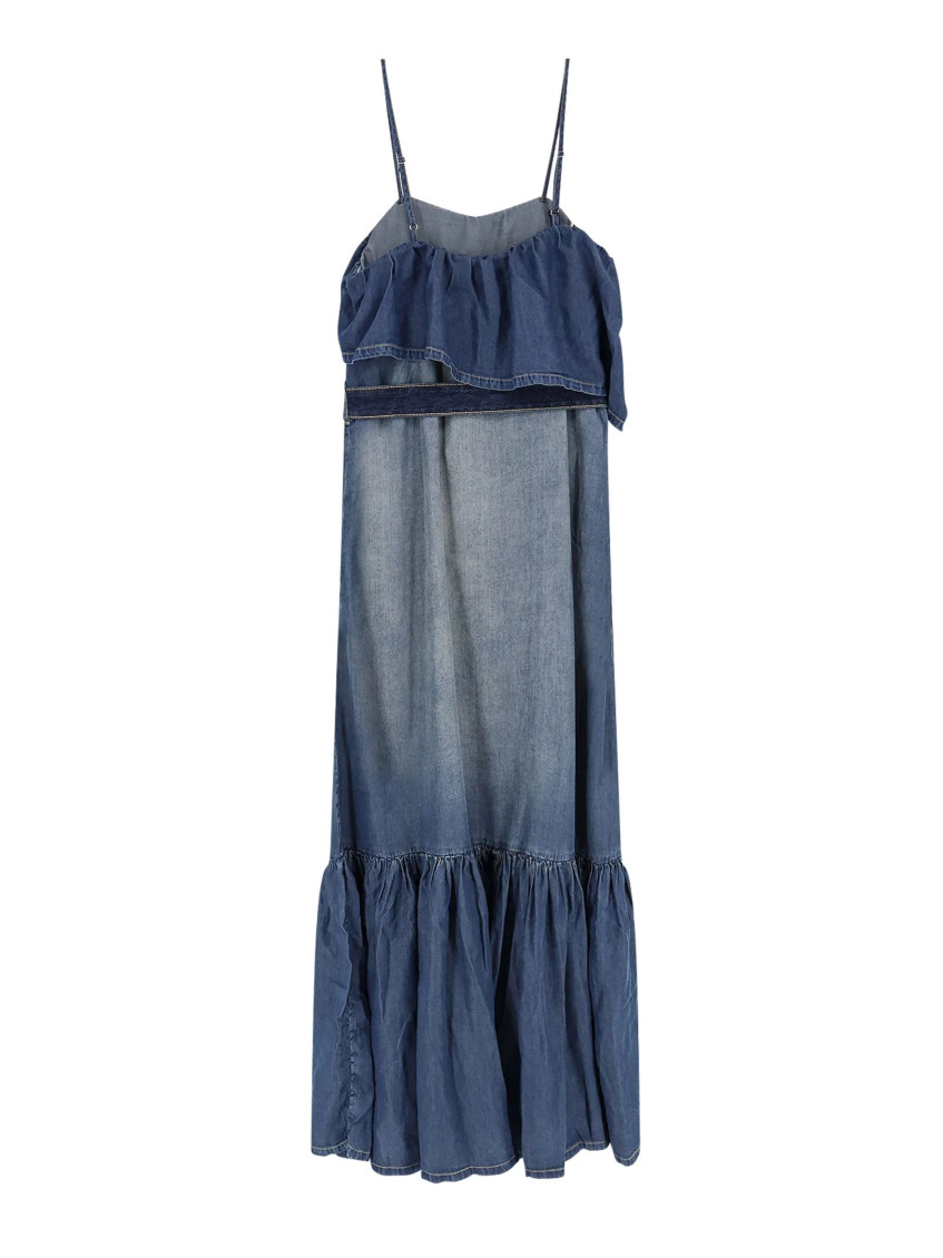 pinko blue dress PINKO Striped tie-waist Maxi Shirt Dress | Blue