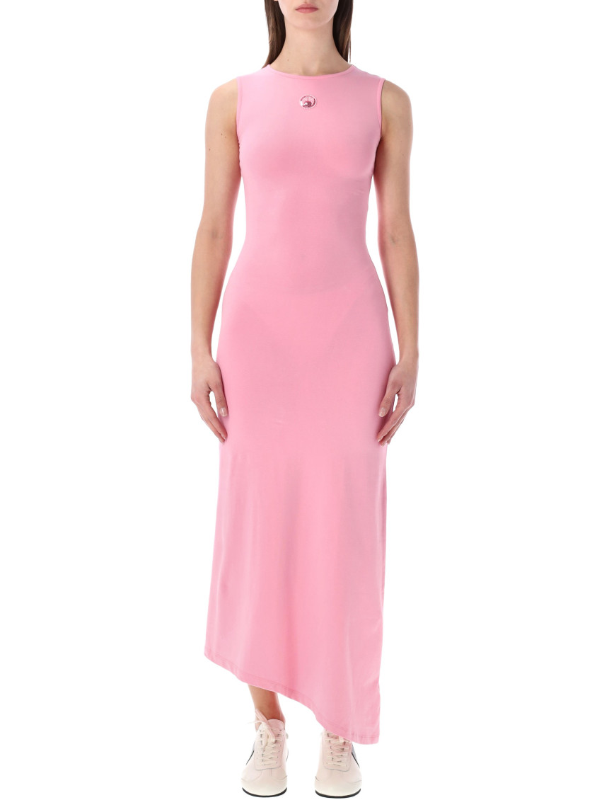 Marine Serre Pink Round Neck Midi Dress
