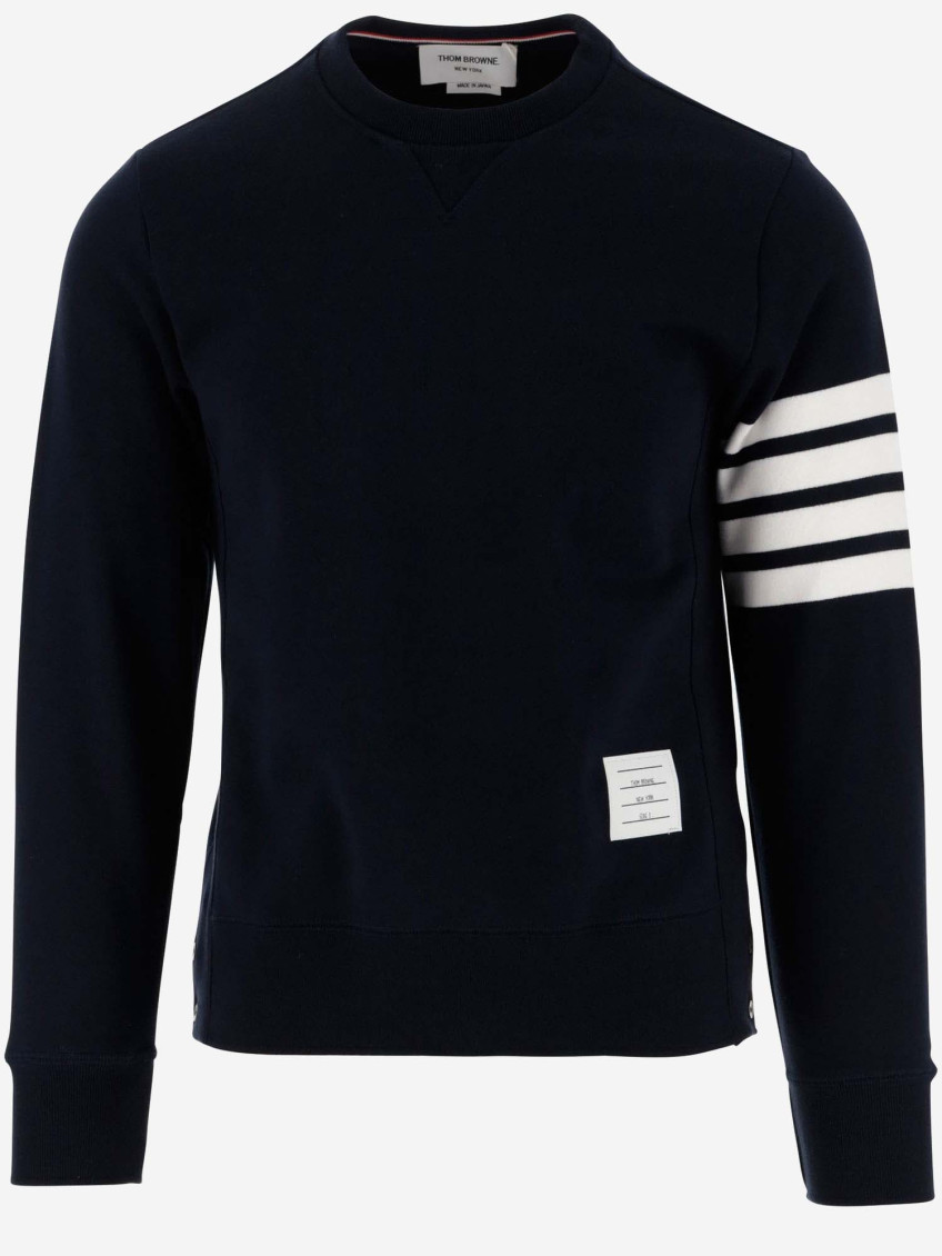 Thom Browne Classic Sweatshirt In Classic Loopback With Engineered 4 Bar In Royal Blue