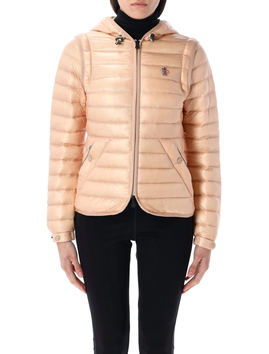Moncler Karura 2-in-1 Hooded Short Down Jacket In Brown