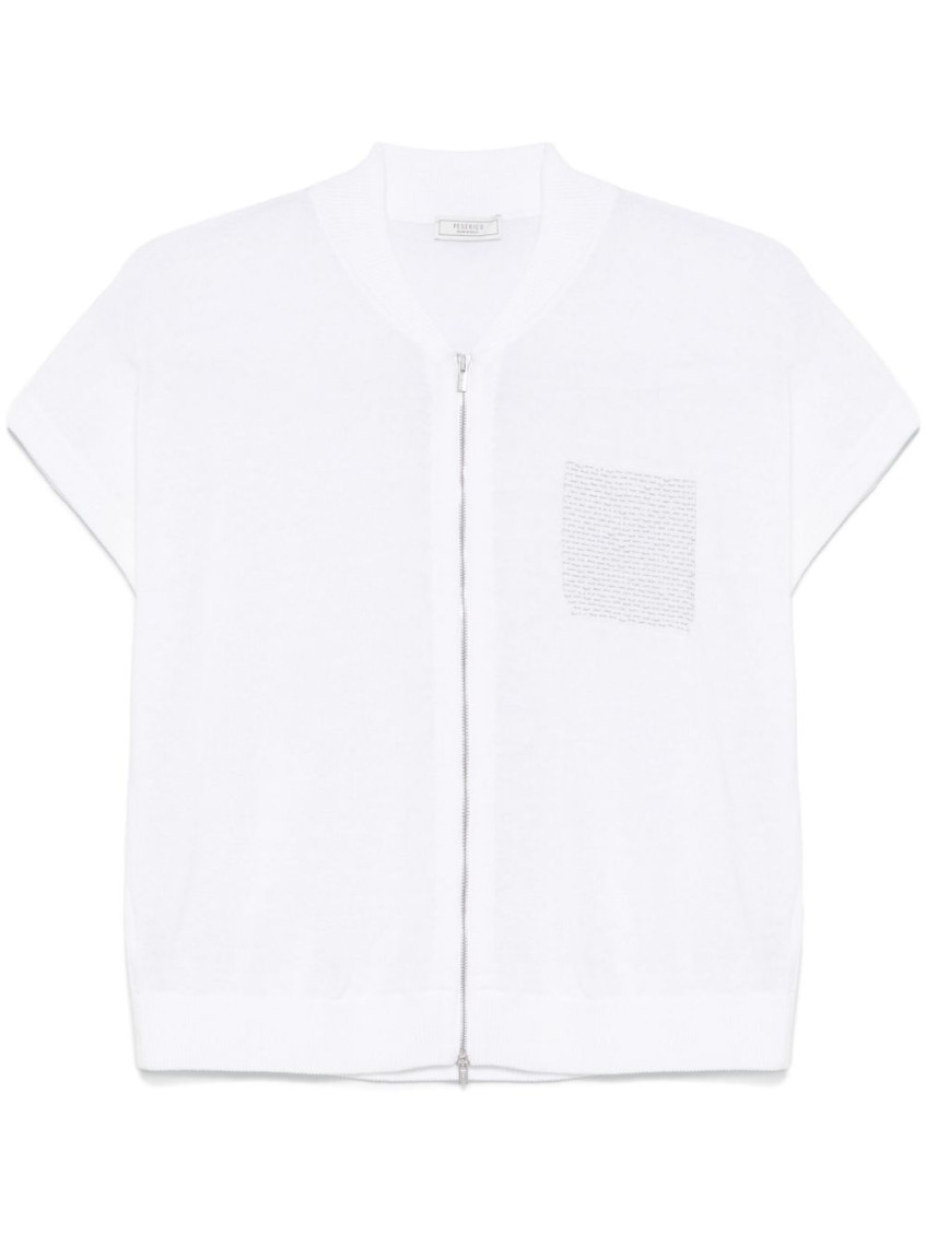 Peserico Short-sleeve Zip-up Knitwear Top In White