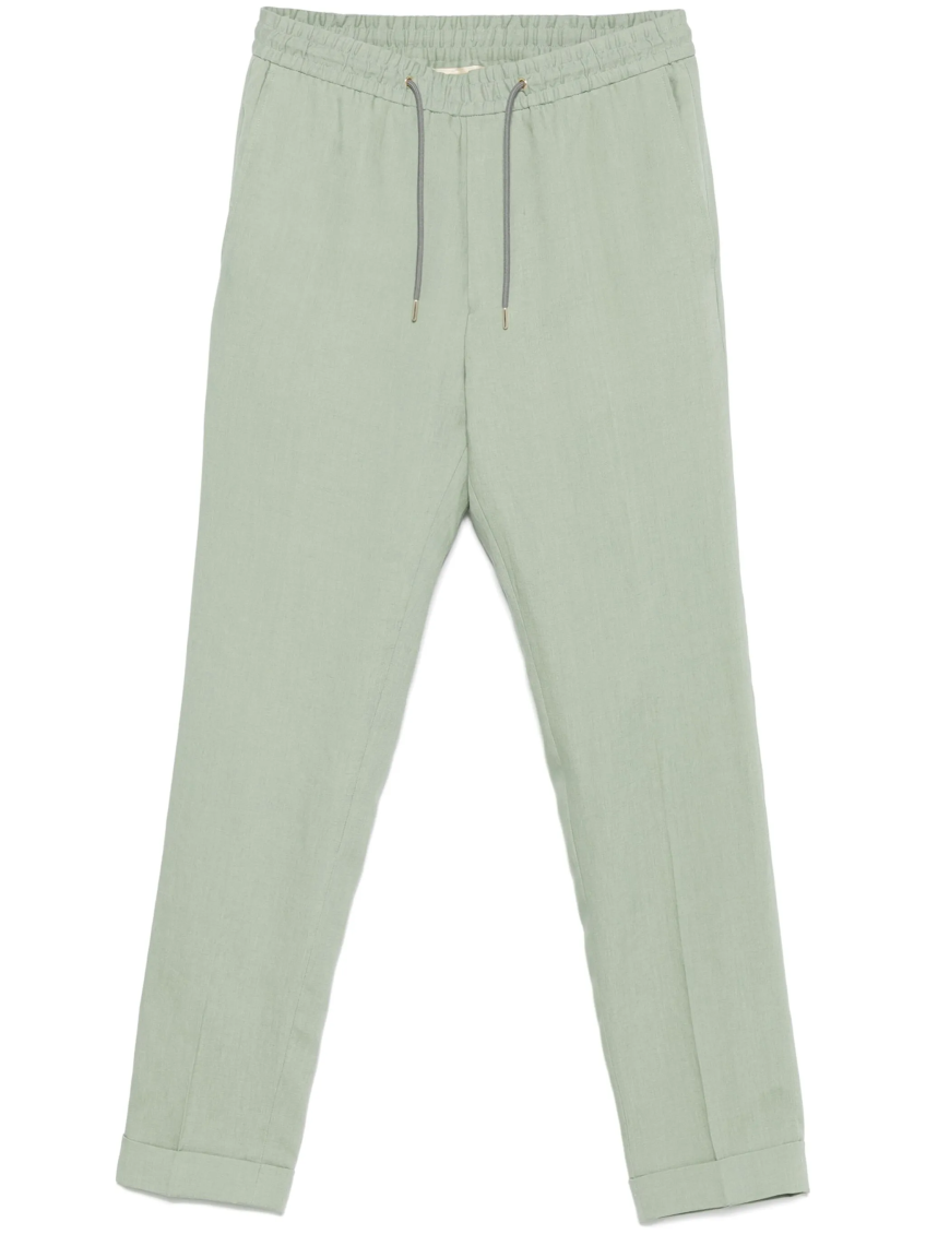 Paul Smith Slim-fit Straight-leg Linen Drawstring Trousers In Green