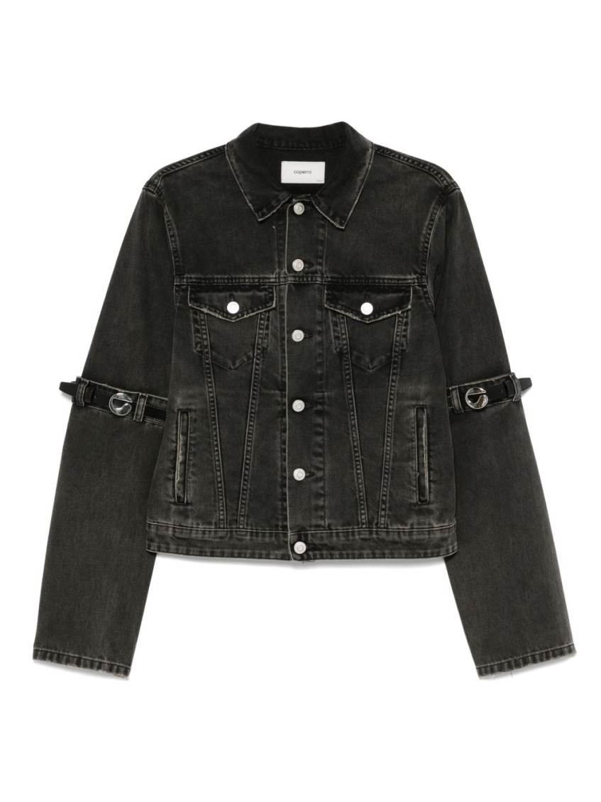 Coperni Oversized Black Denim Jacket With Unique Strap Details In Black