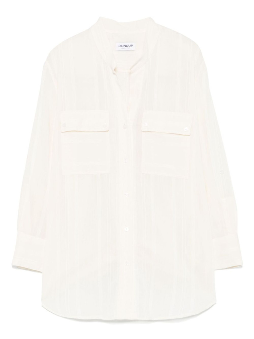 Dondup Relaxed Fit White Button-down Shirt With Chest Pockets In Neutral