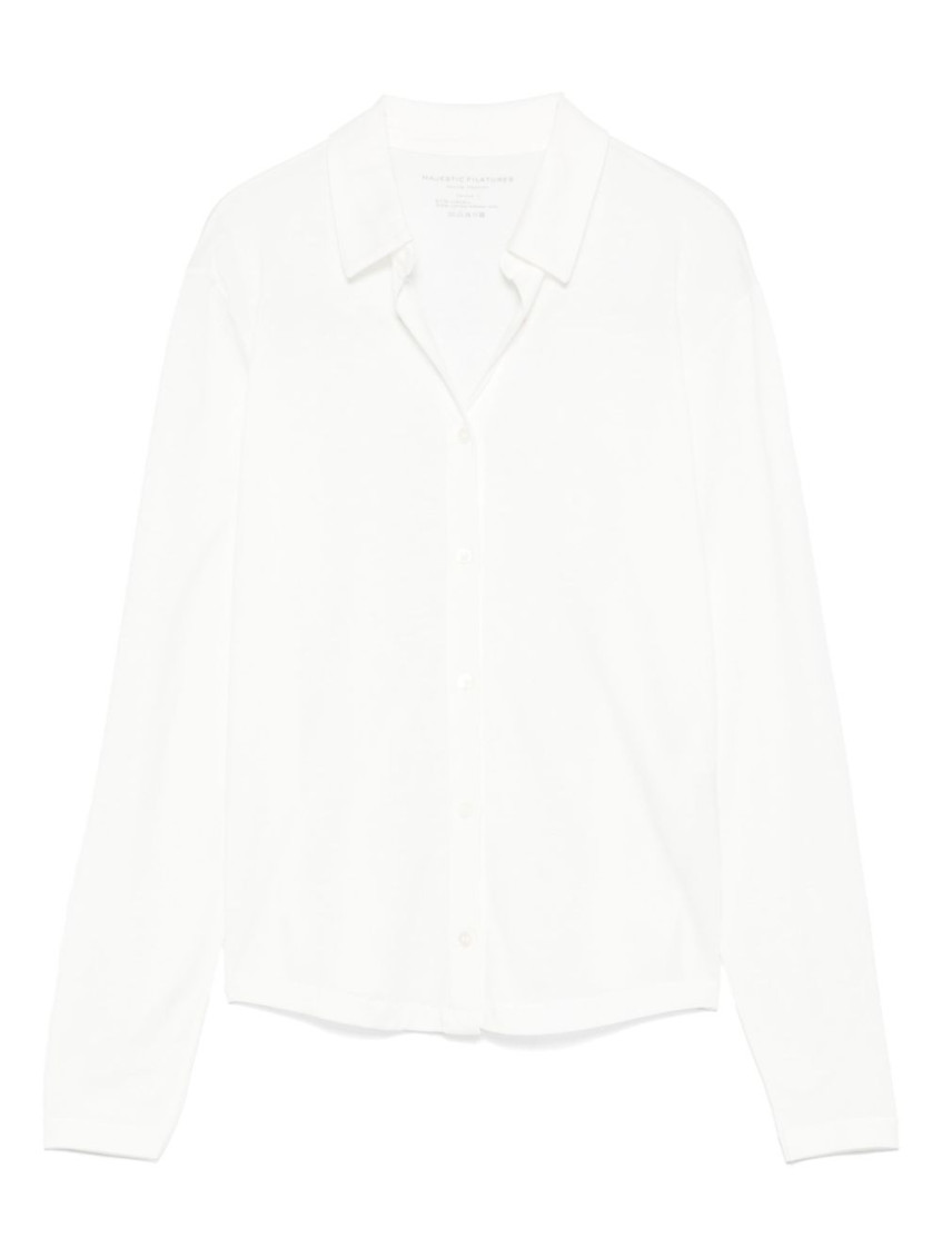Majestic Filatures Long-sleeved White Shirt With Classic Collar In White