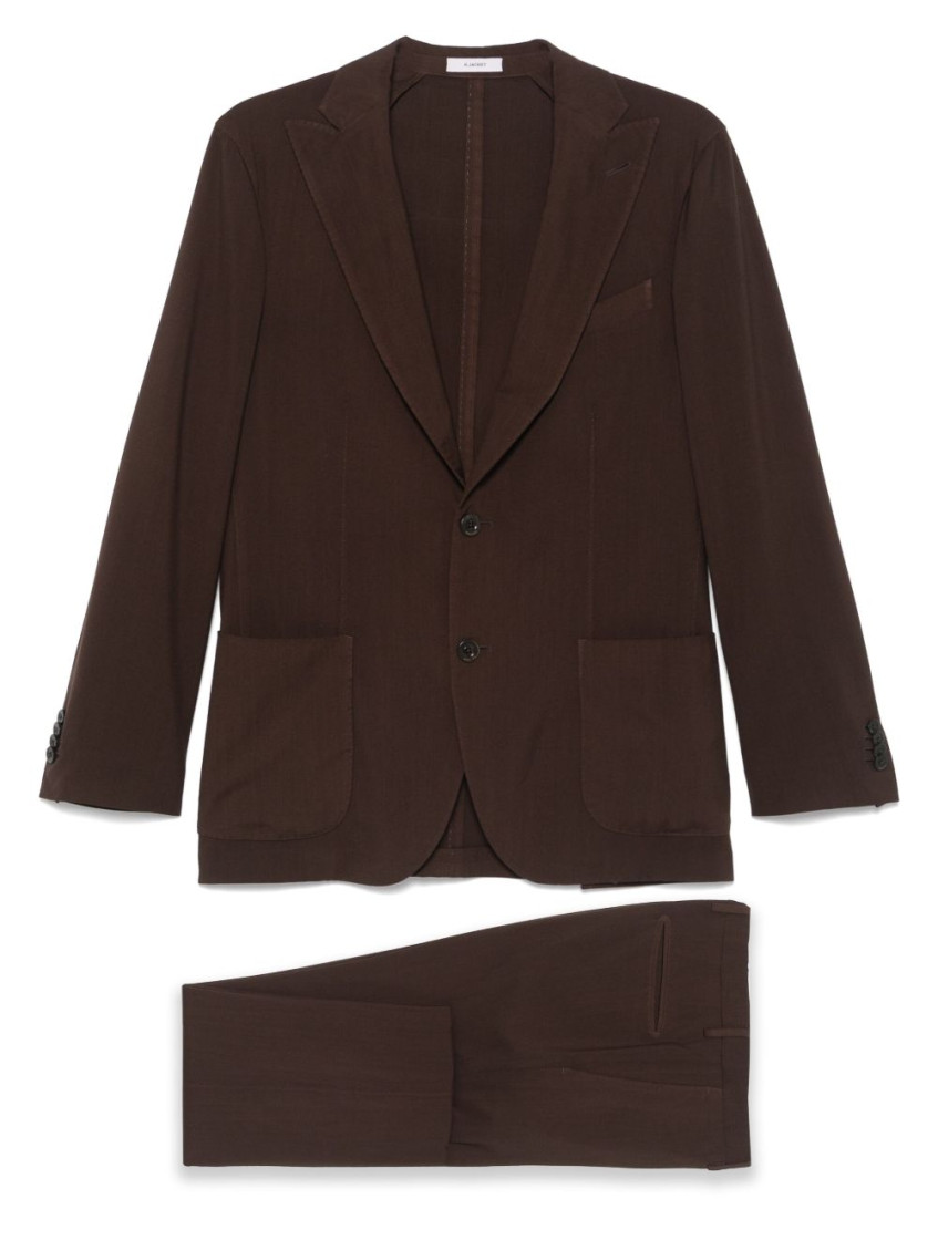Boglioli Maroon Wool Double-breasted Suit In Brown