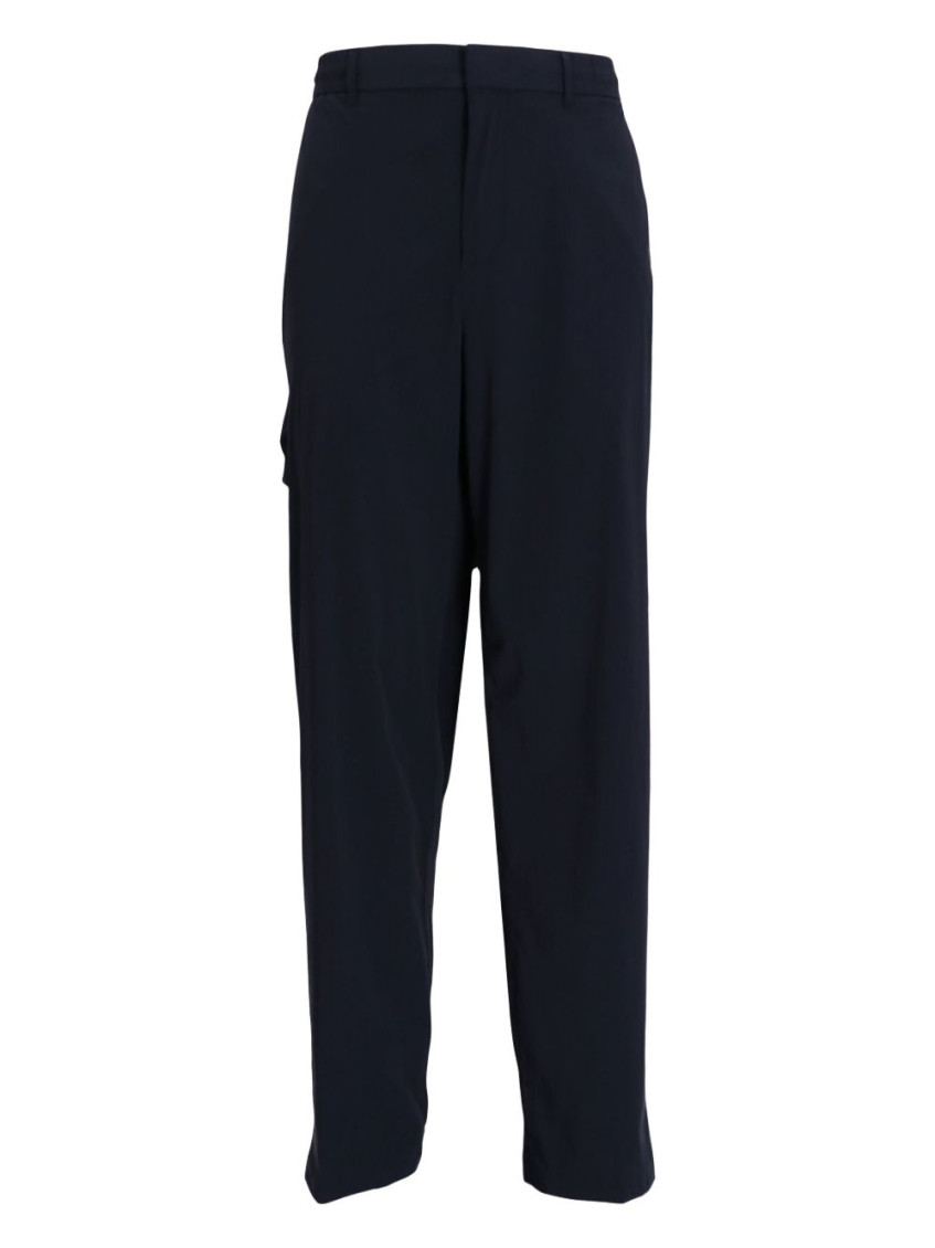 E 'clat Navy Blue Nylon Trousers In Black