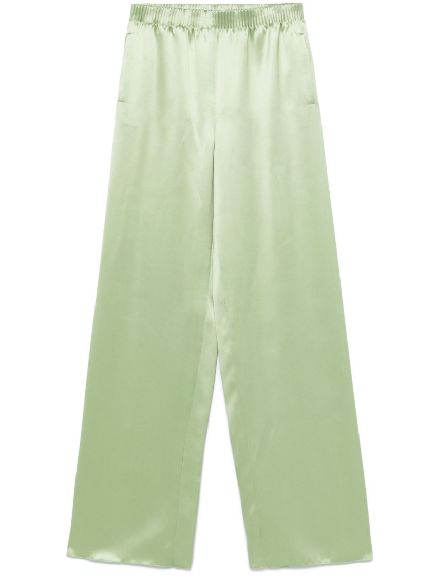 Valentino Silk Wide-leg Trousers In Green