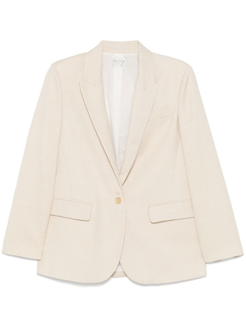 Forte Forte Single-breasted Blazer Jacket Featuring Front Pockets In Neutral